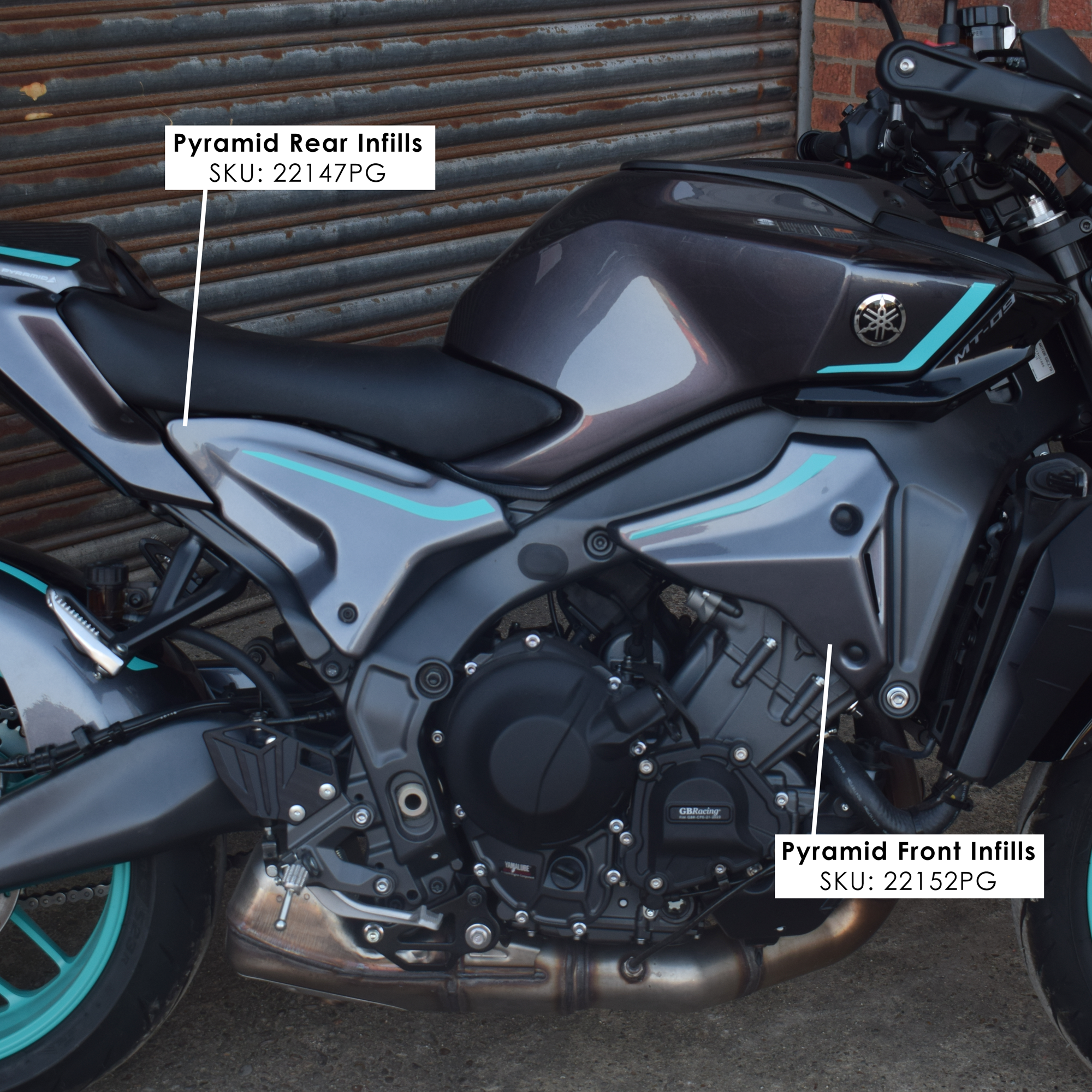 Pyramid Rear Infill Panels | Midnight Cyan | Yamaha MT-09 2024>Current-Infill Panels-Pyramid Motorcycle Accessories