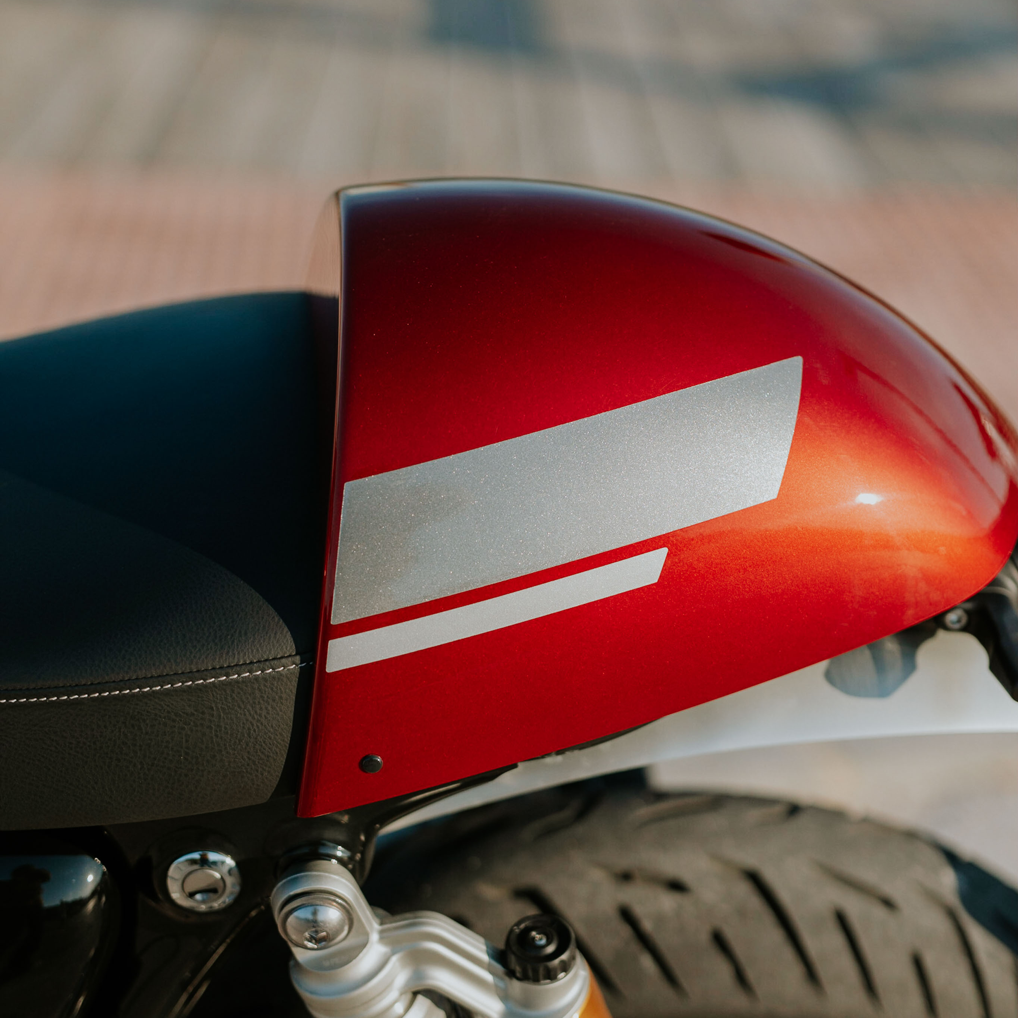 Pyramid Seat Cowl | Red Hopper scheme | Triumph Speed Twin 1200 2021>2024-Seat Cowls-Pyramid Motorcycle Accessories