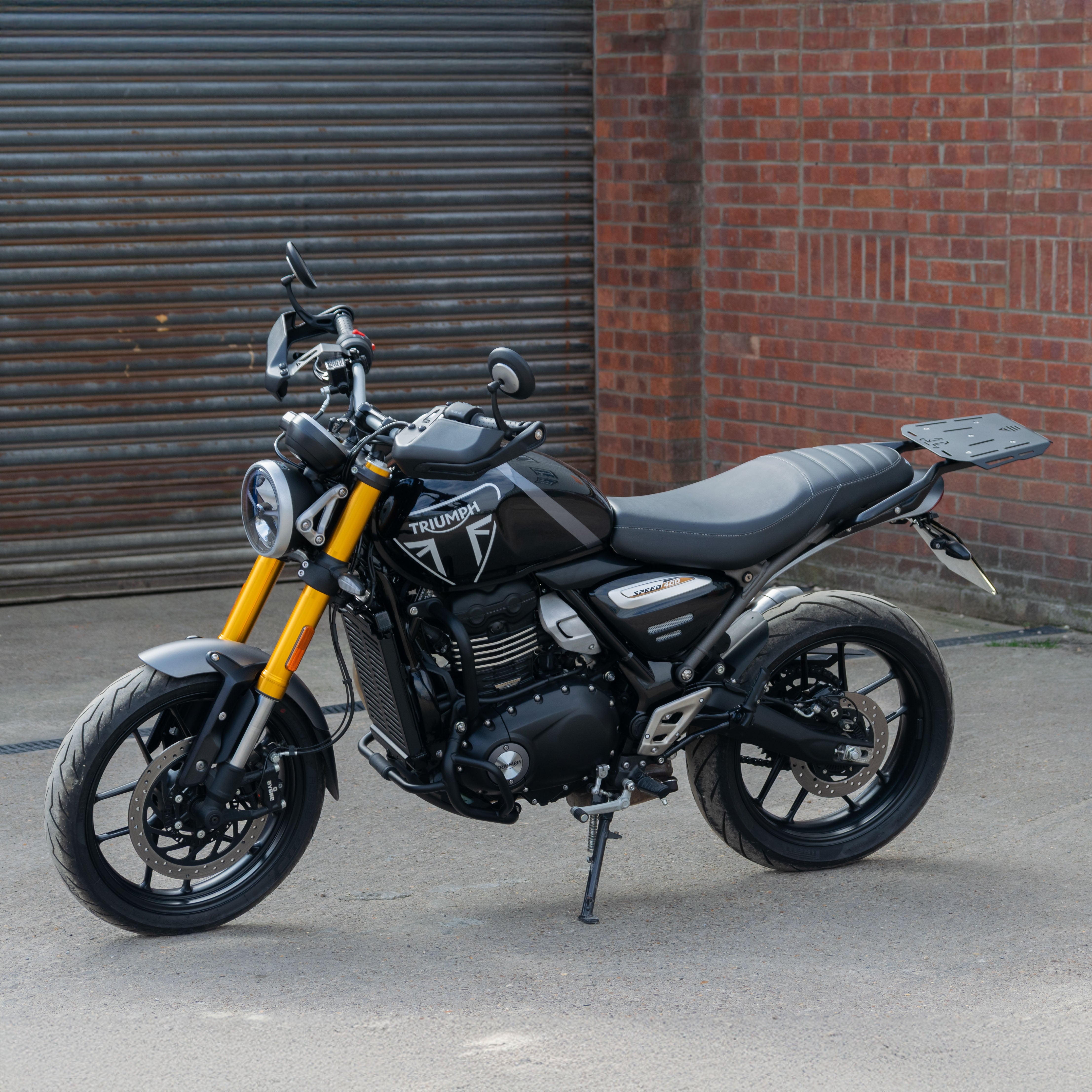 Pyramid Seat Rack | Matte Black | Triumph Scrambler 400 X 2024>Current-Storage-Pyramid Motorcycle Accessories