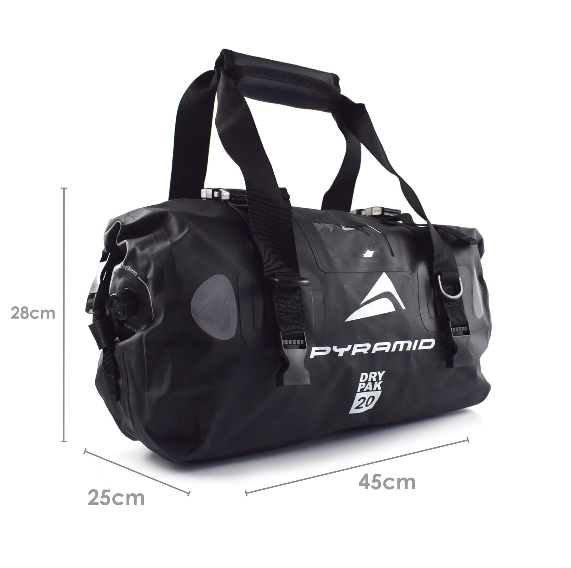 Pyramid Waterproof 20L Motorcycle Duffle Bag | Black-Bags-Pyramid Motorcycle Accessories