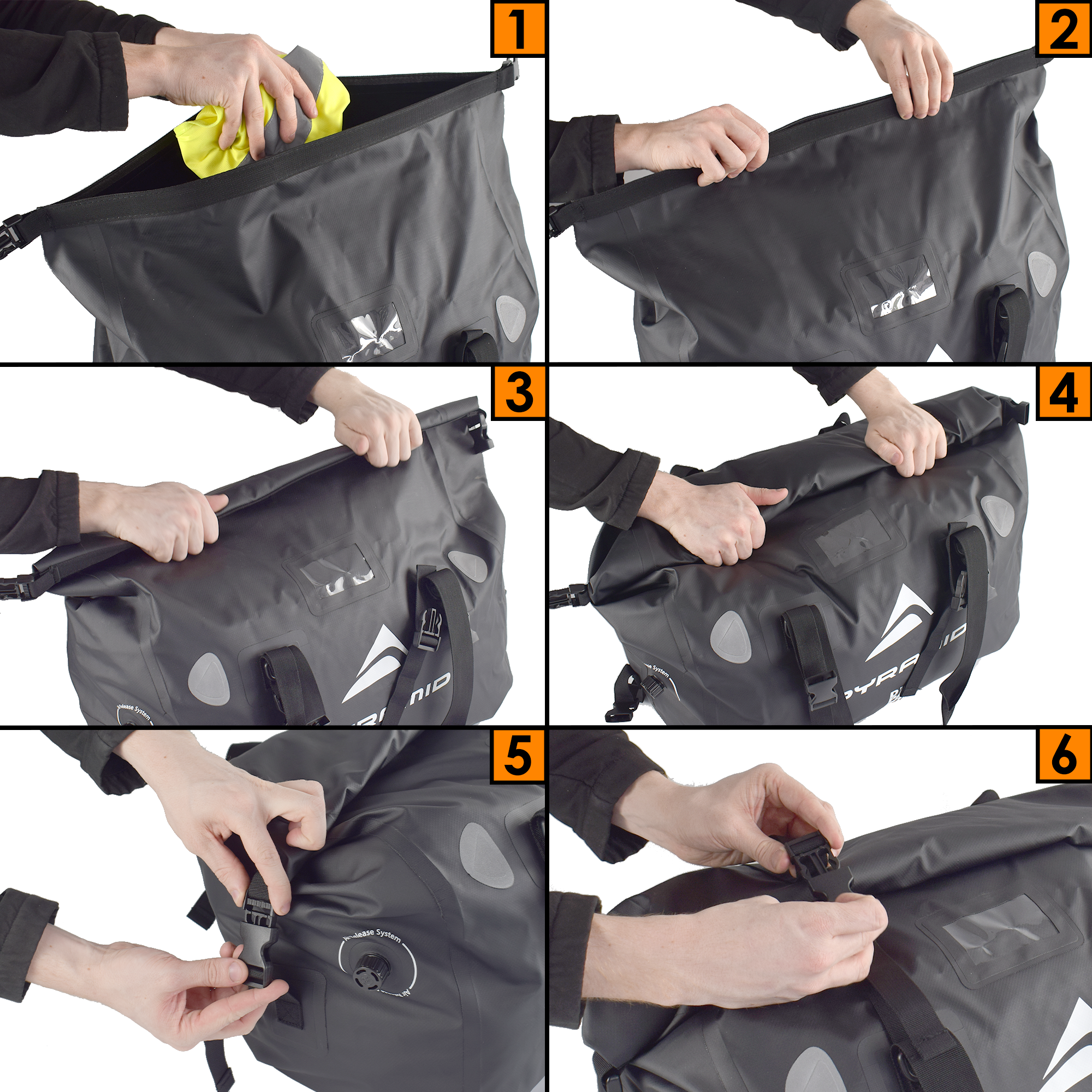 Pyramid Waterproof 20L Motorcycle Duffle Bag | Black-Bags-Pyramid Motorcycle Accessories