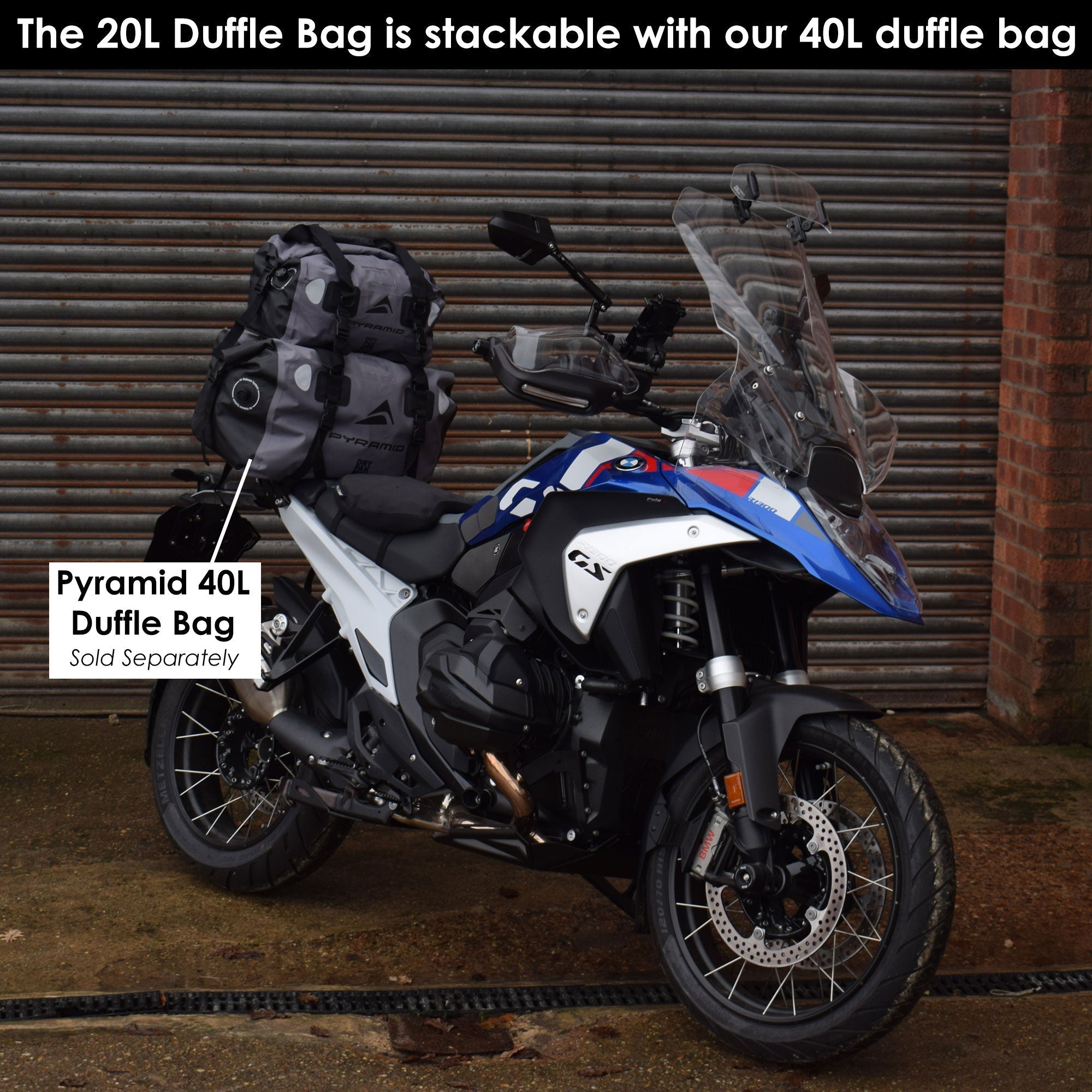 Pyramid Waterproof 20L Motorcycle Duffle Bag | Grey-Bags-Pyramid Motorcycle Accessories