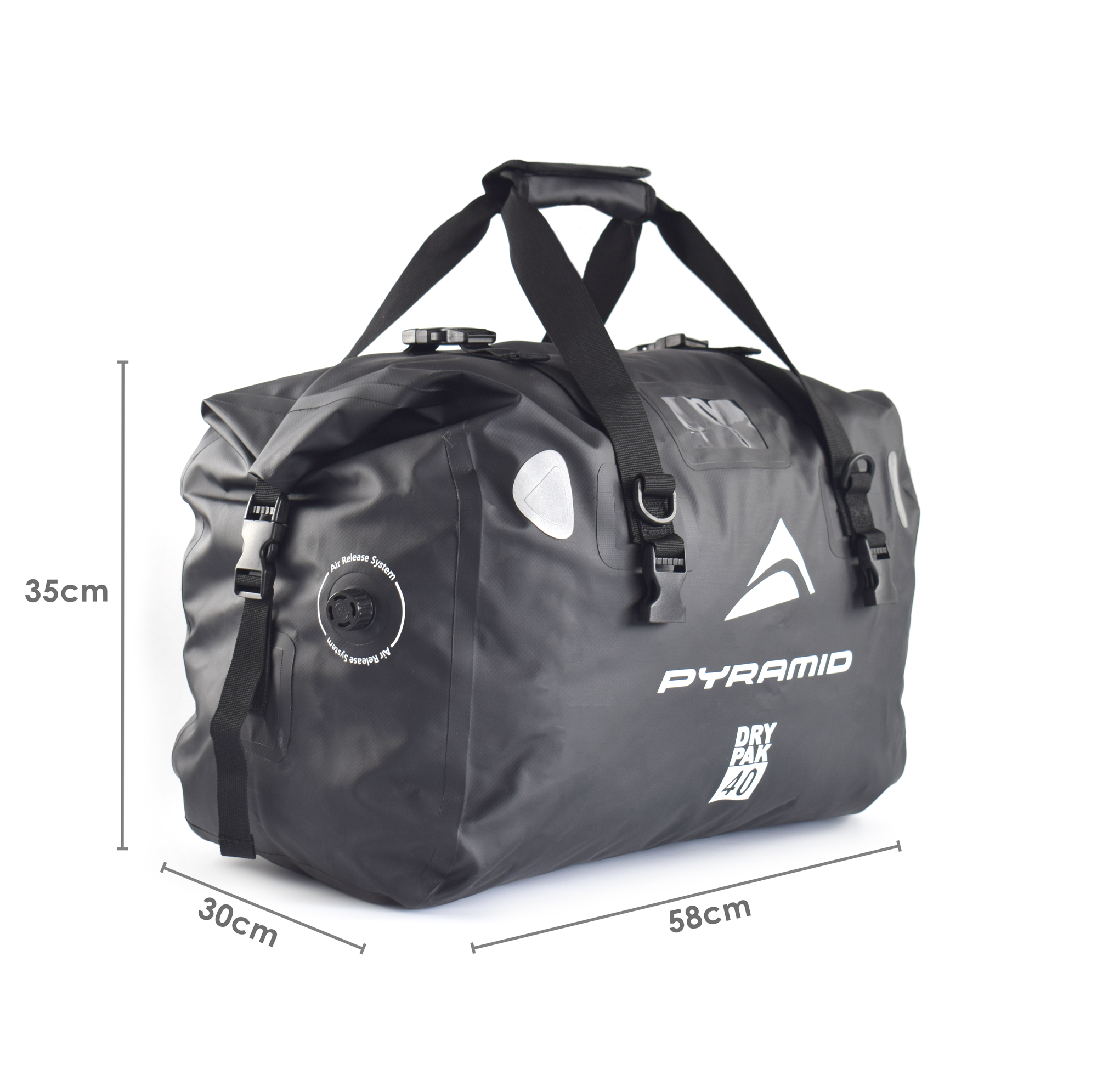 Pyramid Waterproof 40L Motorcycle Duffle Bag | Grey-LUG001G-Bags-Pyramid Motorcycle Accessories