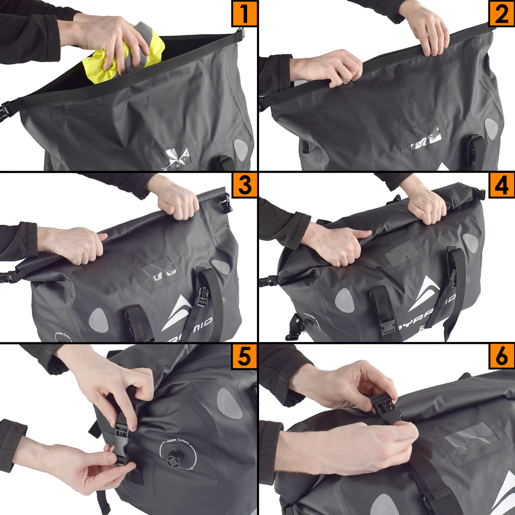 Pyramid Rope Bag Pyramid Waterproof 40L Motorcycle Duffle Bag | Grey