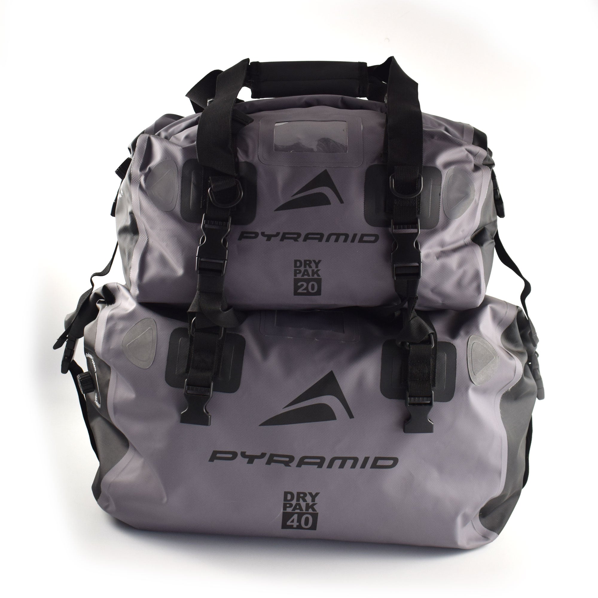 Pyramid Waterproof Motorcycle Duffle Bag Bundle | Grey | 20L + 40L-Bags-Pyramid Motorcycle Accessories