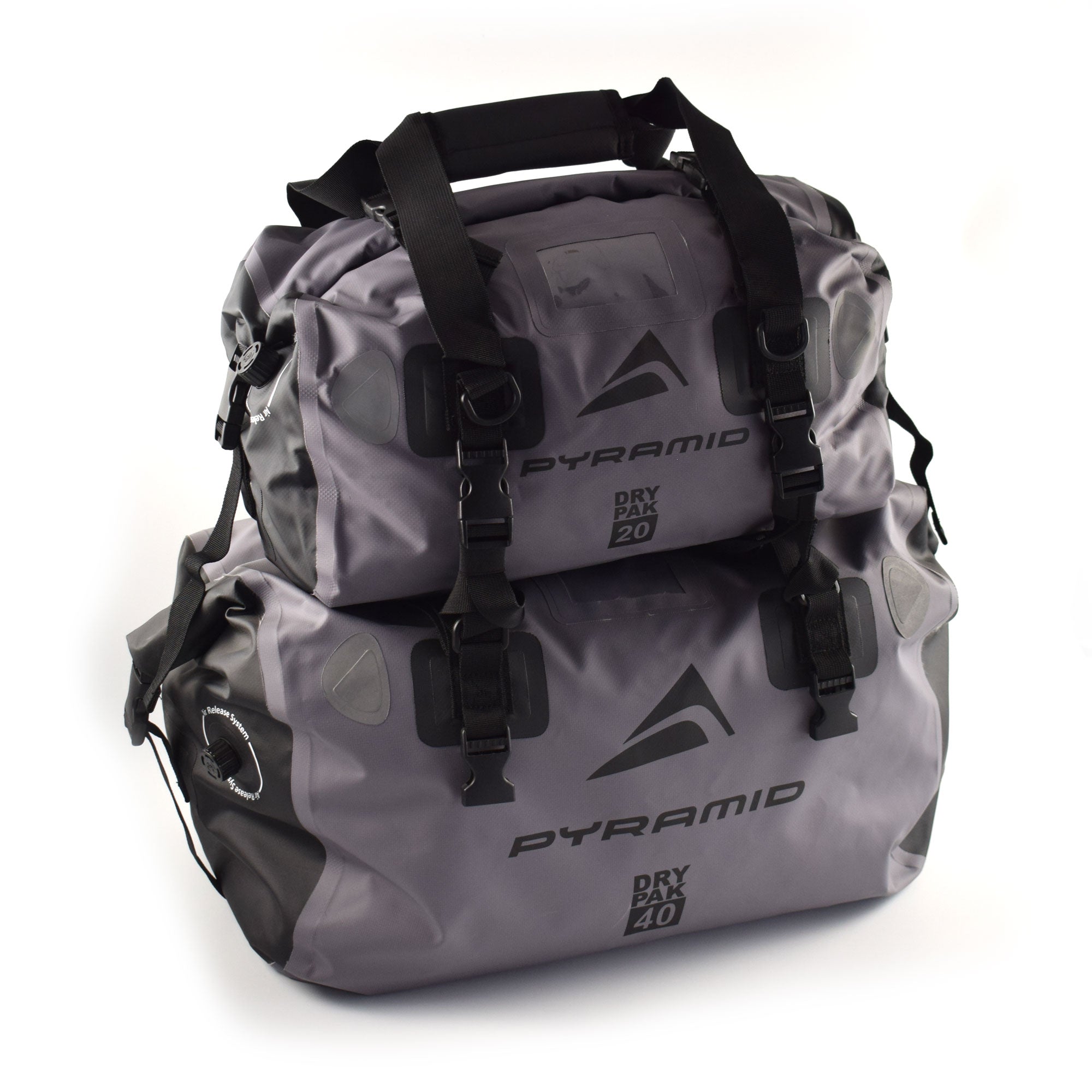 Pyramid Waterproof Motorcycle Duffle Bag Bundle | Grey | 20L + 40L-Bags-Pyramid Motorcycle Accessories