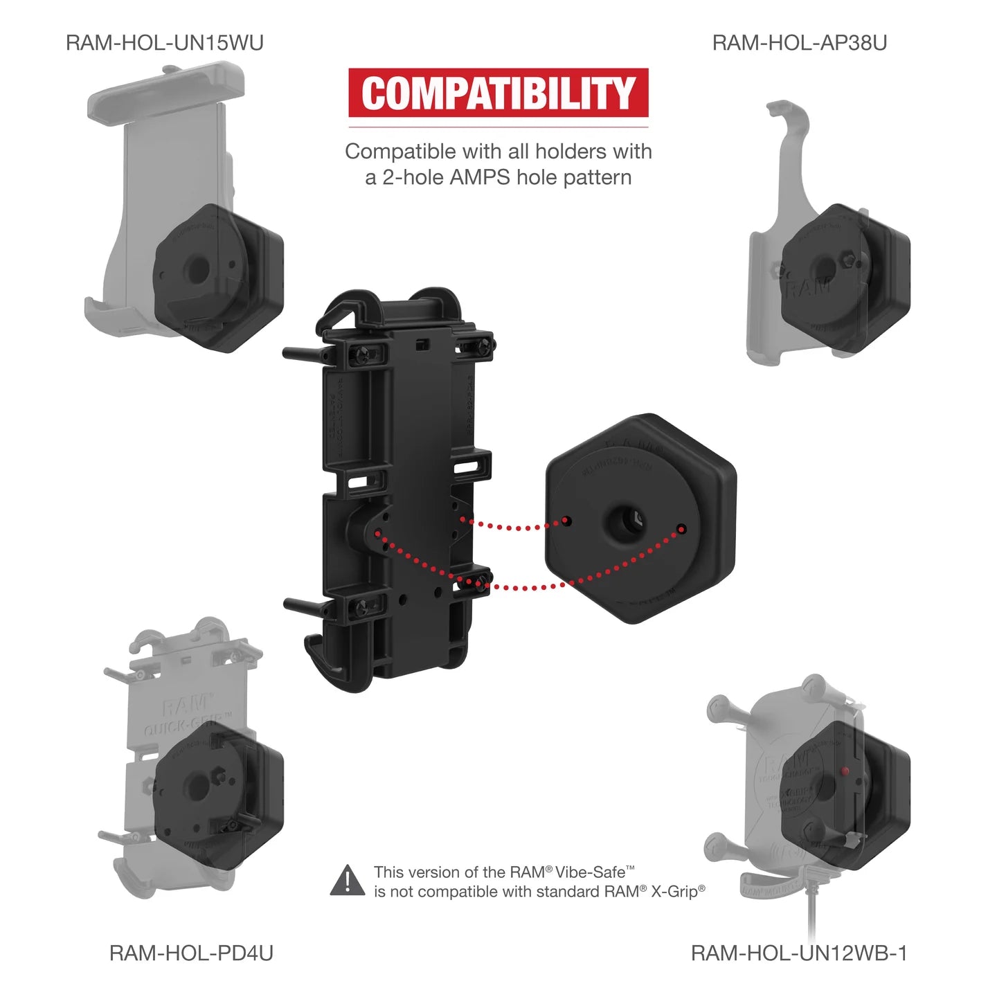 RAM® Vibe-Safe™ with NPT Adapter for 2-Hole Holders-RAP-462NPT-Mobile Phone Holders-Pyramid Motorcycle Accessories