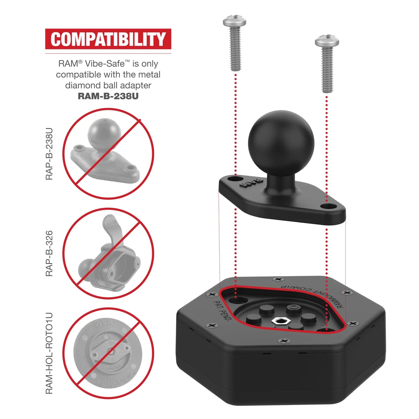 RAM® Vibe-Safe™ with NPT Adapter for 2-Hole Holders-RAP-462NPT-Mobile Phone Holders-Pyramid Motorcycle Accessories