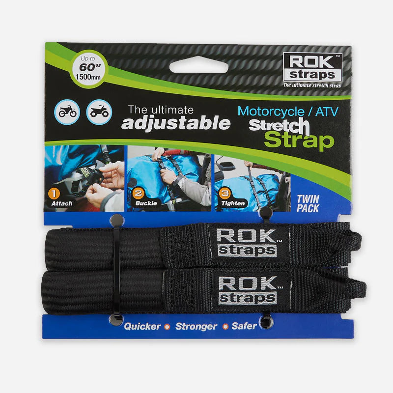 ROKStraps Motorcycle Stretch Luggage Straps - 2 Pack (025) | Cruiser Black -   Pyramid Motorcycle Accessories