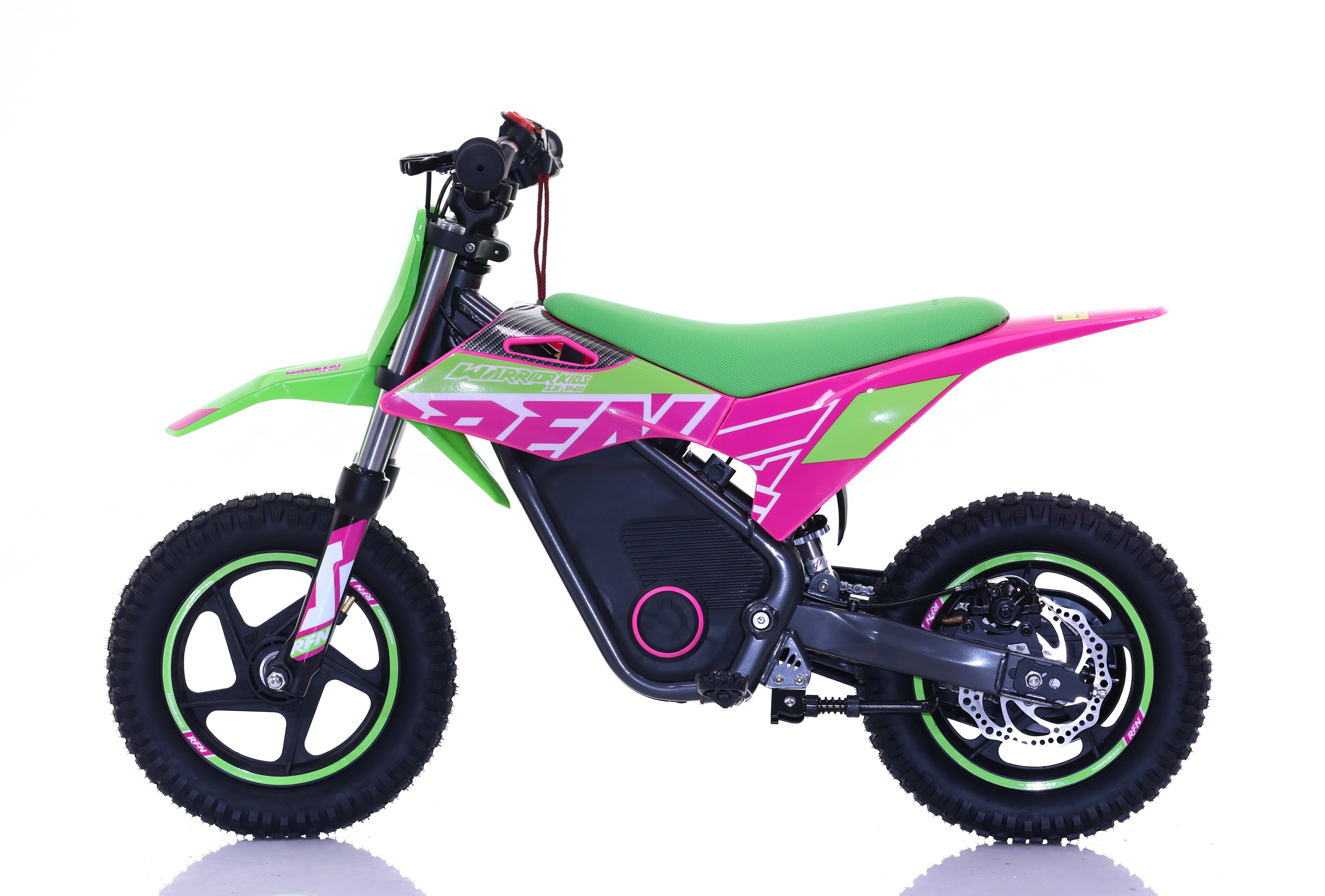RFN Warrior SX-E400 12-inch Kids Electric MX Bike | Green/Pink