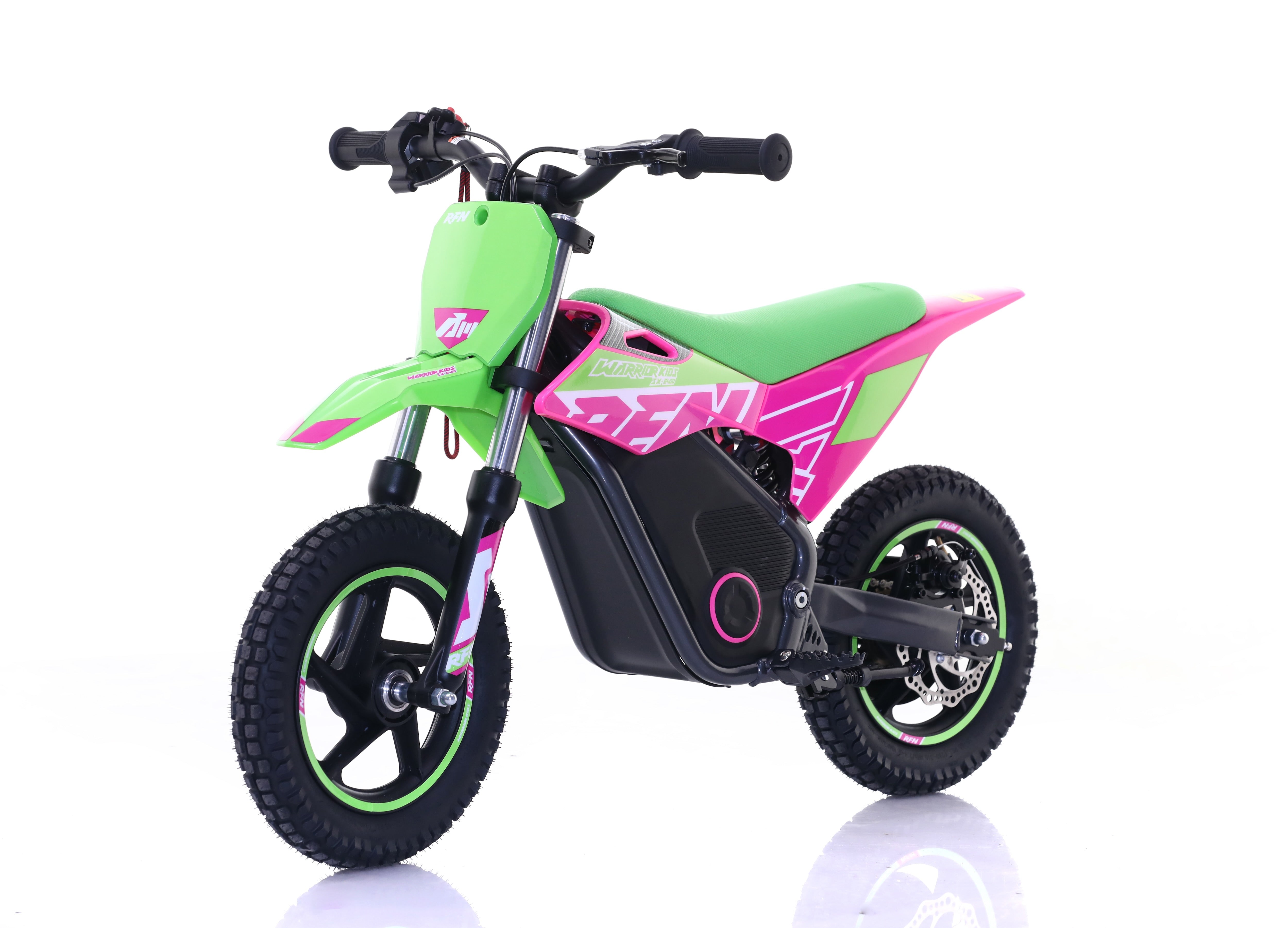 RFN Warrior SX-E400 12-inch Kids Electric MX Bike | Green/Pink