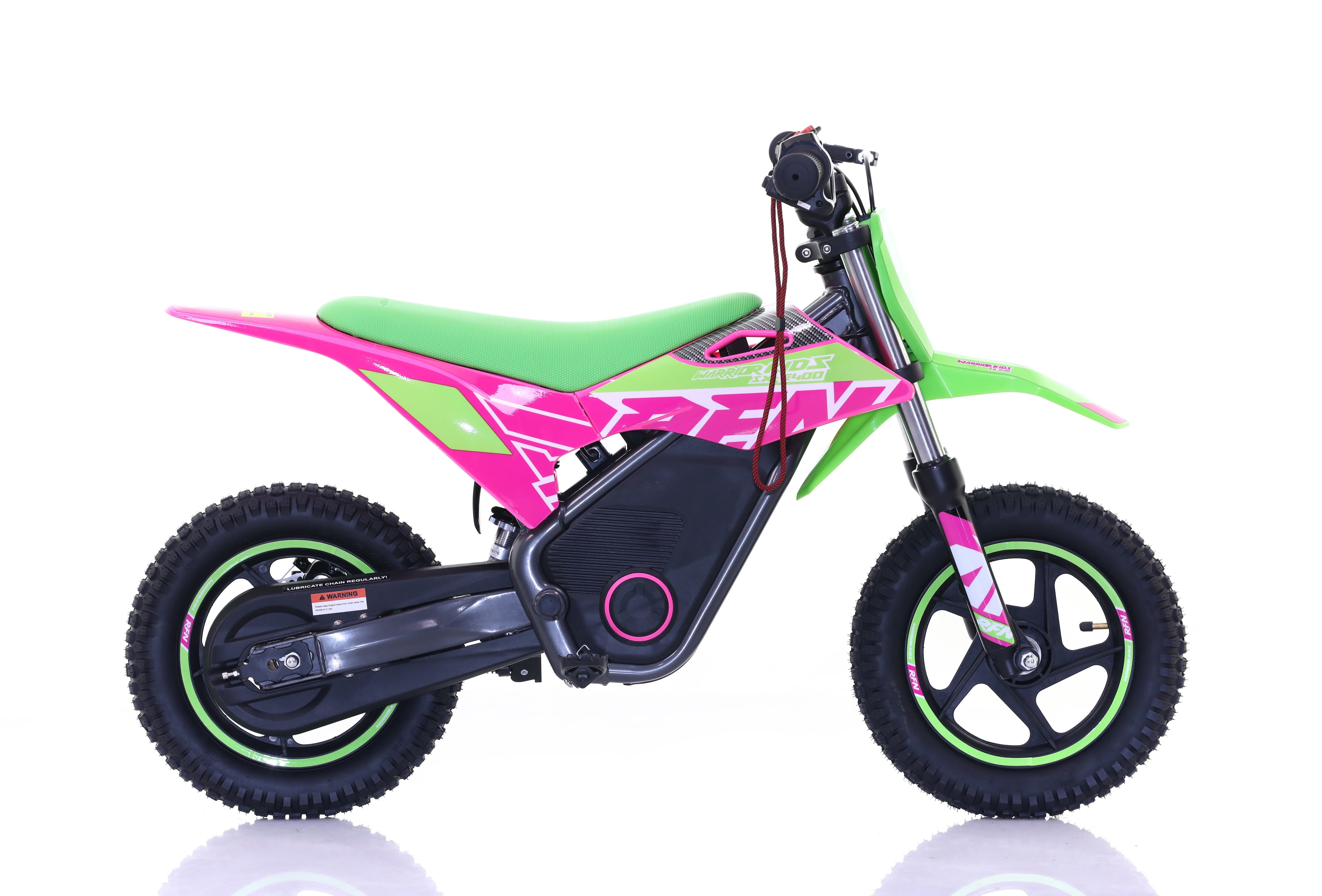 RFN Warrior SX-E400 12-inch Kids Electric MX Bike | Green/Pink