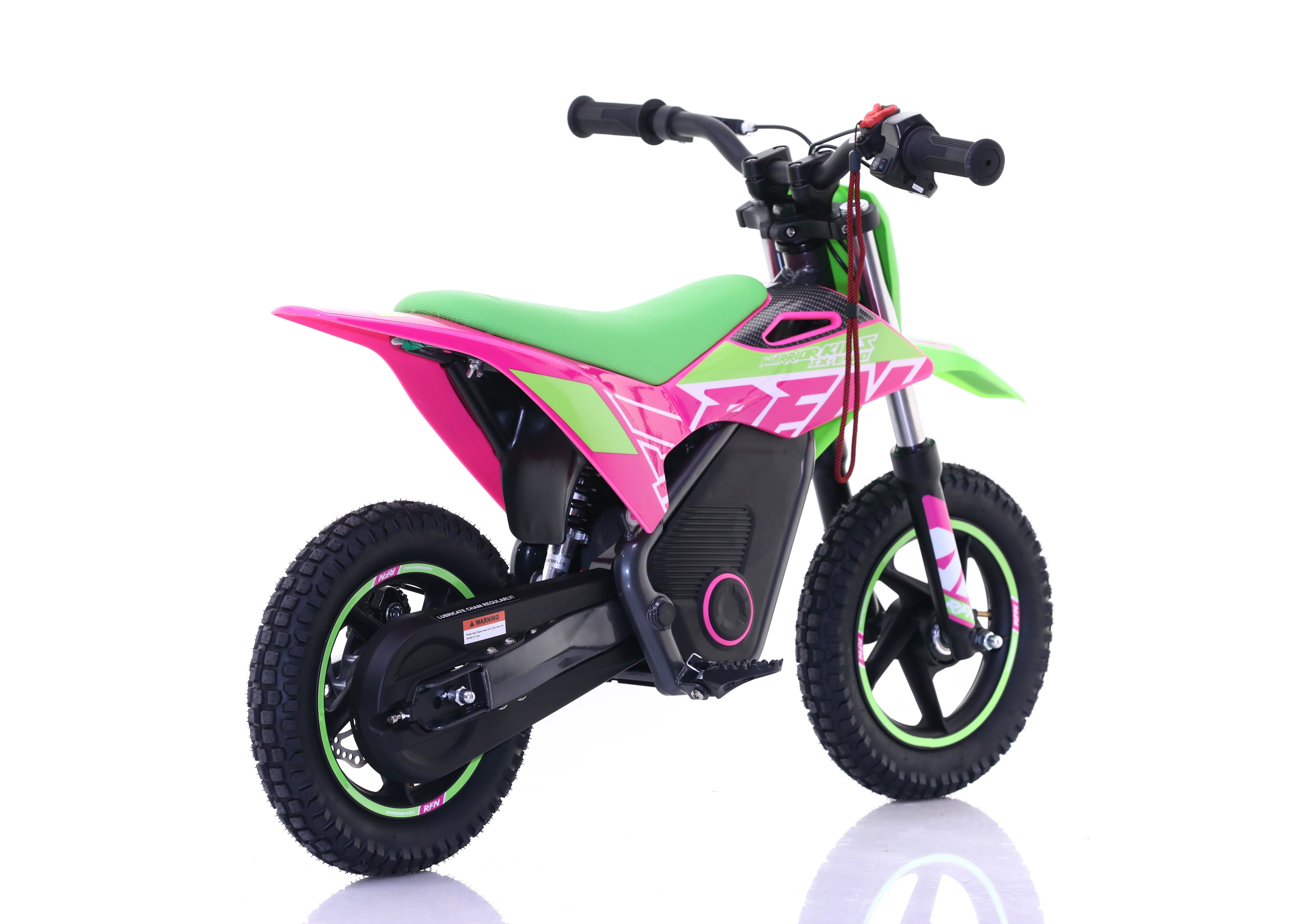 RFN Warrior SX-E400 12-inch Kids Electric MX Bike | Green/Pink
