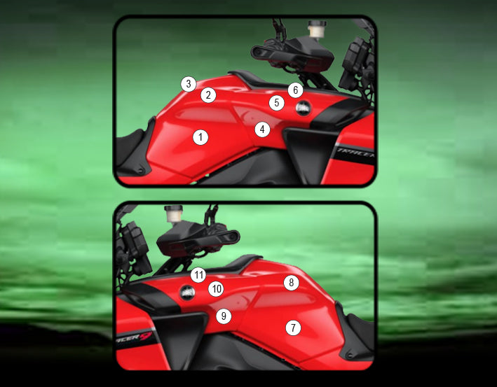 Eazi-Grip Tank Paint Protection Kit | Clear - Gloss | Yamaha Tracer 9 and Tracer 9 GT 2021-2024