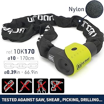 Urban Security 10K170 170cm Motorcycle Chain + Integrated Lock - Security Level 15 -  Shop name