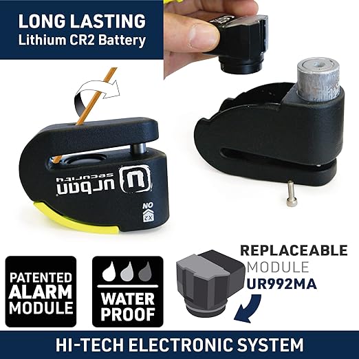 Urban Security 999 Motorcycle Disc Lock With Alarm - Security Level 19-Security-Pyramid Motorcycle Accessories