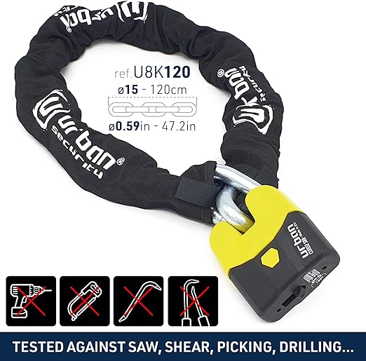 Urban Security U8K120 120cm Motorcycle Chain + Lock - Security Level 20 -  Shop name
