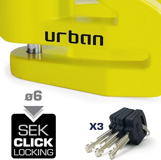 Urban Security UR206Y Motorcycle Disc Lock + Reminder Cable - Security Level 10 -  Shop name