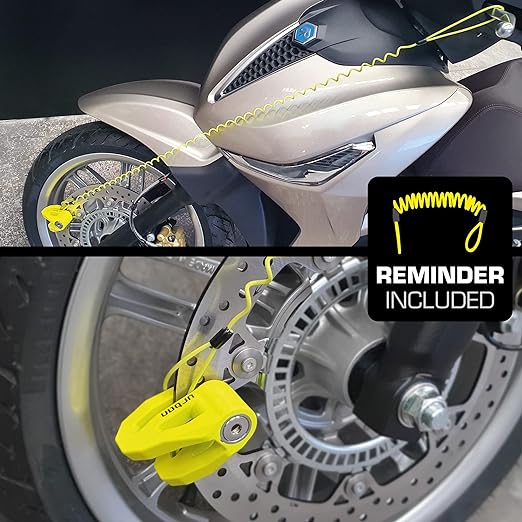 Urban Security UR206Y Motorcycle Disc Lock + Reminder Cable - Security Level 10 -  Shop name