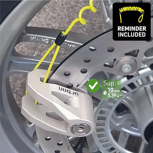 Urban Security UR208T Motorcycle Disc Lock + Reminder Cable - Security Level 10 -  Shop name