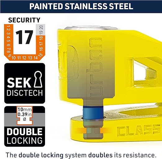 Urban Security UR210Y Motorcycle Disc Lock + Reminder Cable - Security Level 17 - Sold Secure Certified -  Shop name