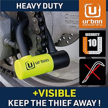 thumbnail image 2 of Disc Brake Lock Urban UR955Y Motorcycle Disc Lock - Quick Click Security For Bikes Scooters Motorcycles Bright R 1159975 Dirtbike Lock 2 of 13