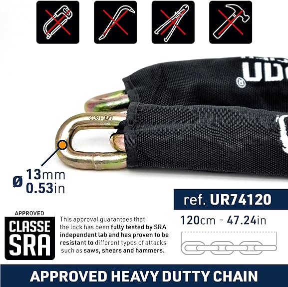 Urban Security UR74120 120cm Motorcycle Chain + Lock - Security Level 19 -  Shop name