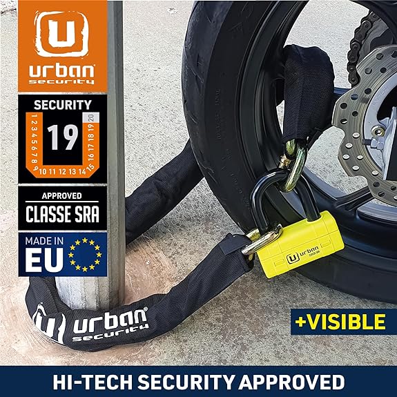Urban Security UR74150 150cm Motorcycle Chain + Lock - Security Level 19-UR74150-Security-Pyramid Motorcycle Accessories