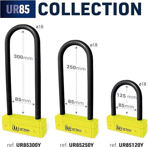 Urban Security UR85120Y Motorcycle U Lock - Security Level 20-UR85120Y-Security-Pyramid Motorcycle Accessories