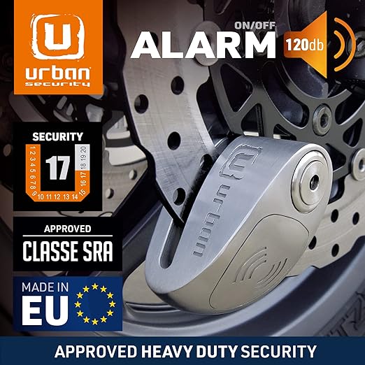 Urban Security UR910S Motorcycle Disc Lock With Alarm - Security Level 17 - Sold Secure Certified -  Shop name