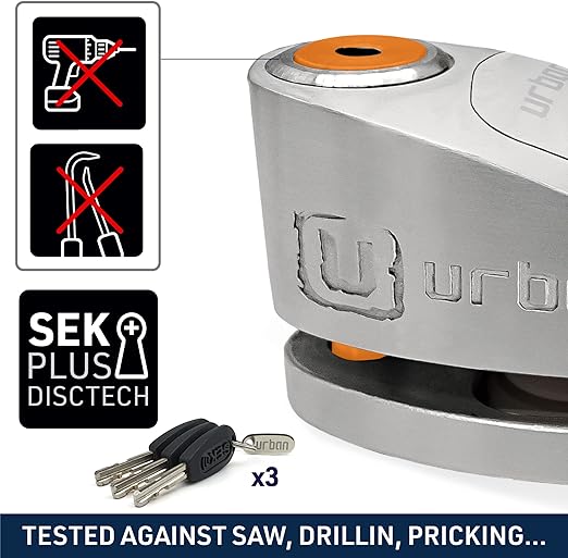 Urban Security UR910S Motorcycle Disc Lock With Alarm - Security Level 17 - Sold Secure Certified -  Shop name