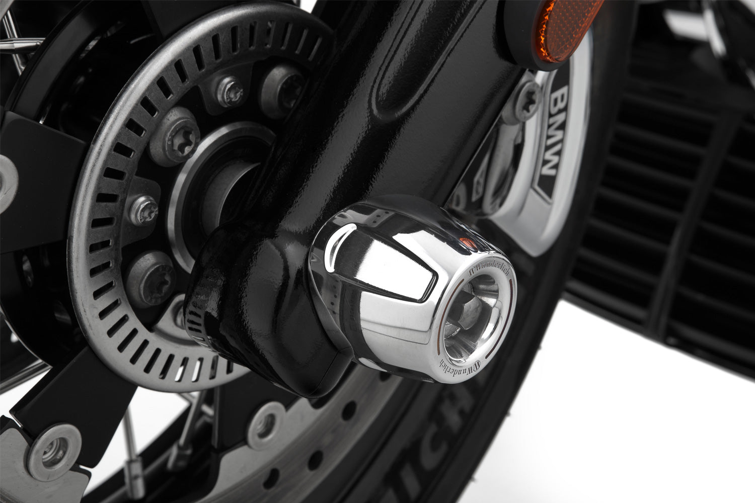 Wunderlich Sliders Axle Protection Pads Front | Chrome | BMW R 18 -   Pyramid Motorcycle Accessories