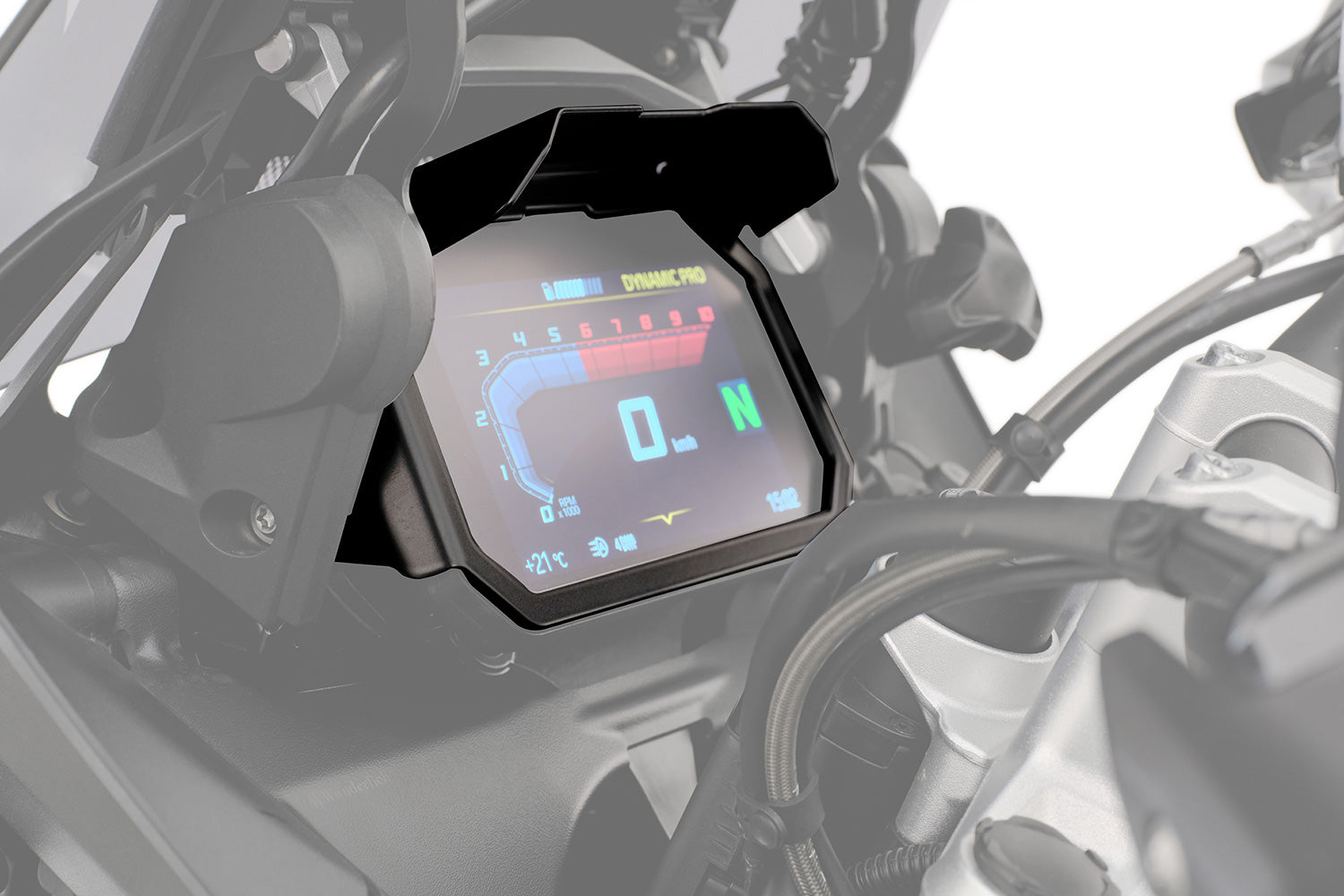 Wunderlich TFT Display Theft Protection with Integrated Anti-glare Shield | Black -   Pyramid Motorcycle Accessories