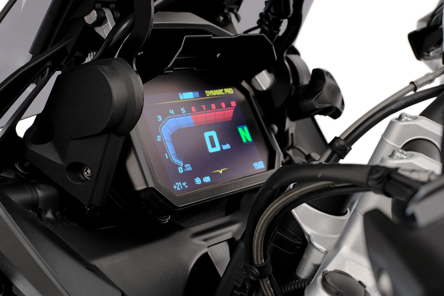 Wunderlich TFT Display Theft Protection with Integrated Anti-glare Shield | Black -   Pyramid Motorcycle Accessories
