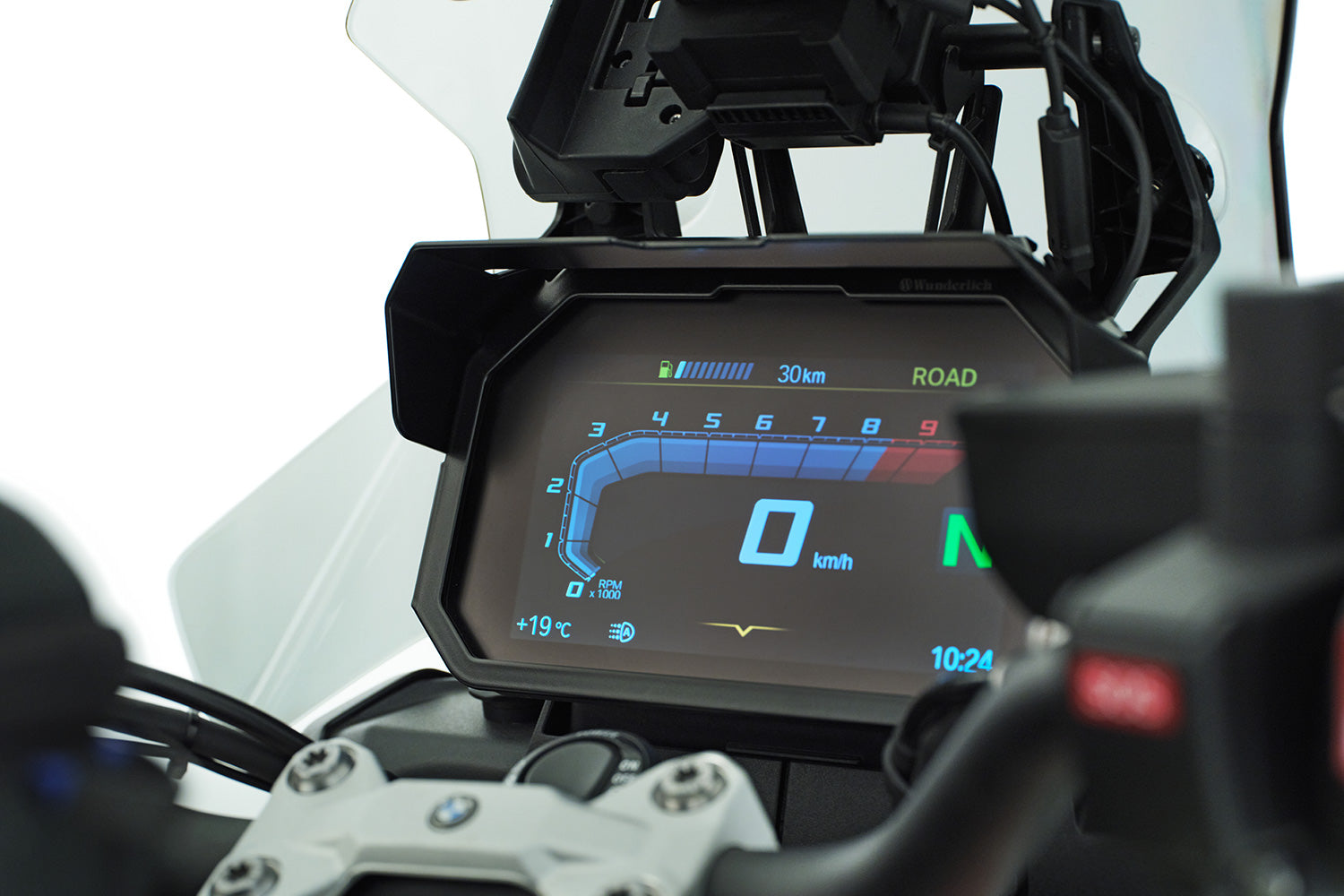Wunderlich TFT Display Anti-theft Protection with Sun Visor Preparation | Black -   Pyramid Motorcycle Accessories