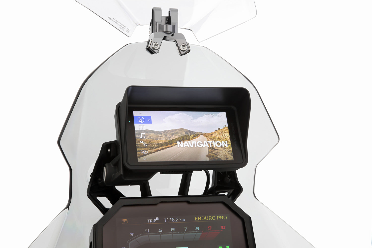 Wunderlich Glare Shield for BMW Navigator Connectedride | Black | BMW R nineT -   Pyramid Motorcycle Accessories