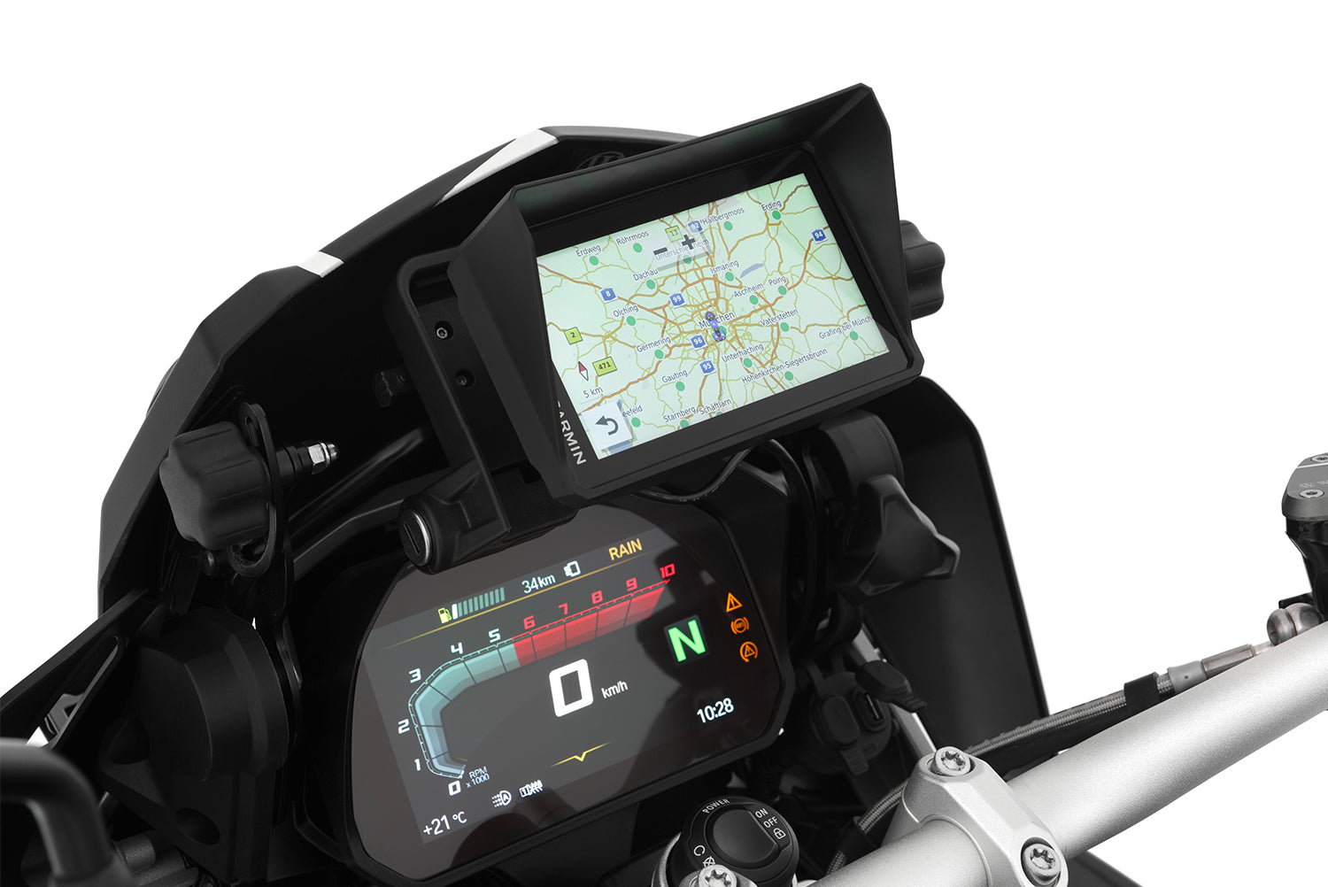 Wunderlich Sun Visor For Garmin Zumo XT2 | Black | BMW R nineT -   Pyramid Motorcycle Accessories