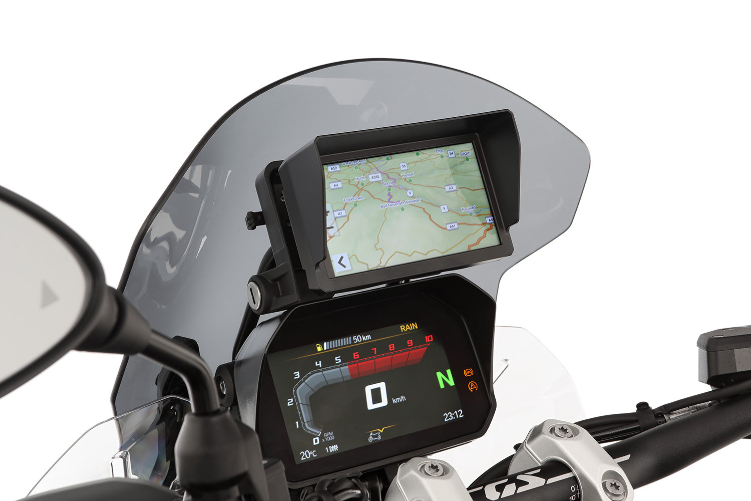 Wunderlich Sun Visor For Garmin Zumo XT2 | Black | BMW R nineT -   Pyramid Motorcycle Accessories