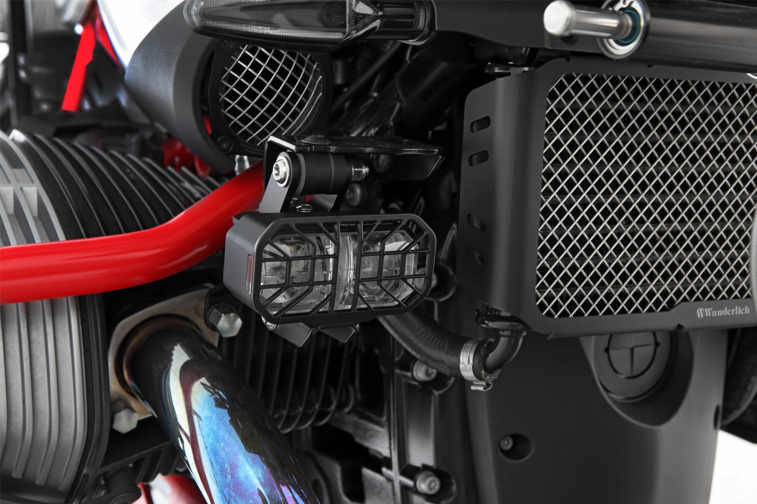 Wunderlich LED Auxiliary Headlight Microflooter Protection Bar Mounting | Black -   Pyramid Motorcycle Accessories