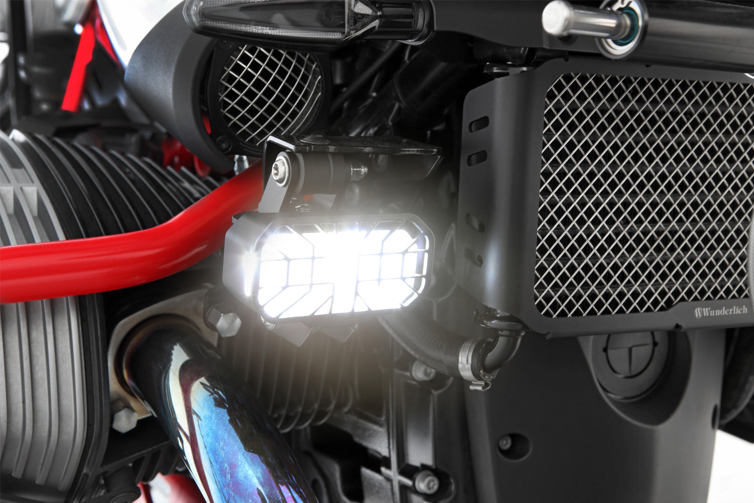Wunderlich LED Auxiliary Headlight Microflooter Protection Bar Mounting | Black -   Pyramid Motorcycle Accessories