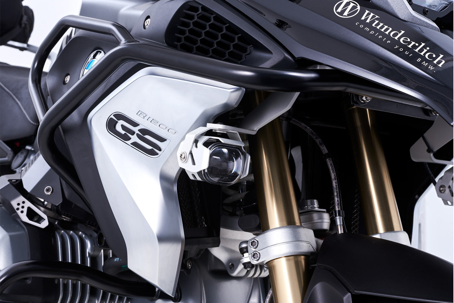 Wunderlich LED Auxiliary Headlight Microflooter | Silver | BMW R 1250 GS -   Pyramid Motorcycle Accessories