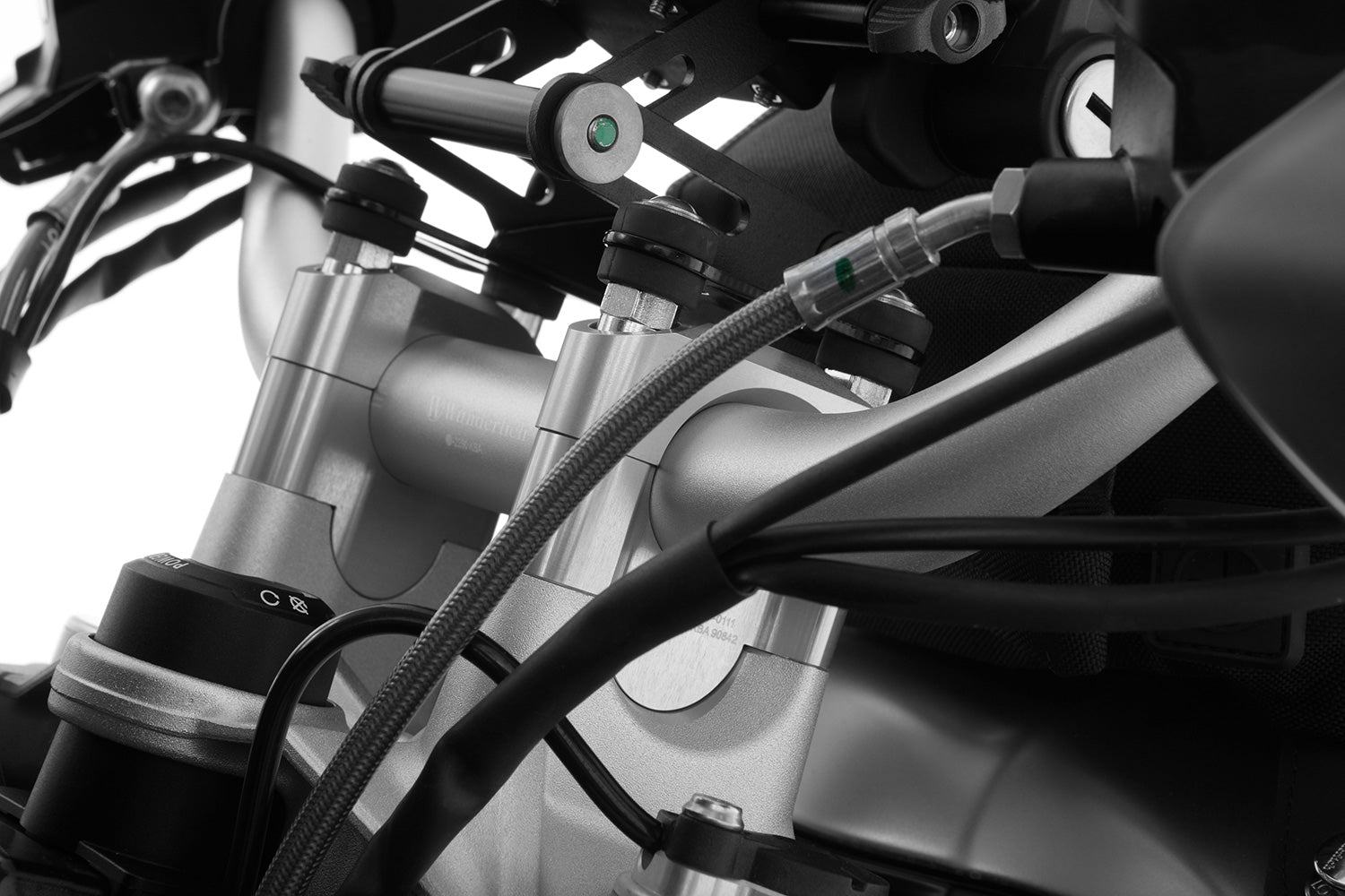 Wunderlich Ergo Handlebar Risers with BMW Navigation Mount For 25 mm | Silver -   Pyramid Motorcycle Accessories