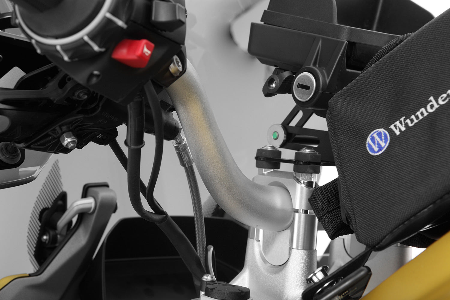 Wunderlich Ergo Handlebar Risers with BMW Navigation Mount For 25 mm | Silver -   Pyramid Motorcycle Accessories