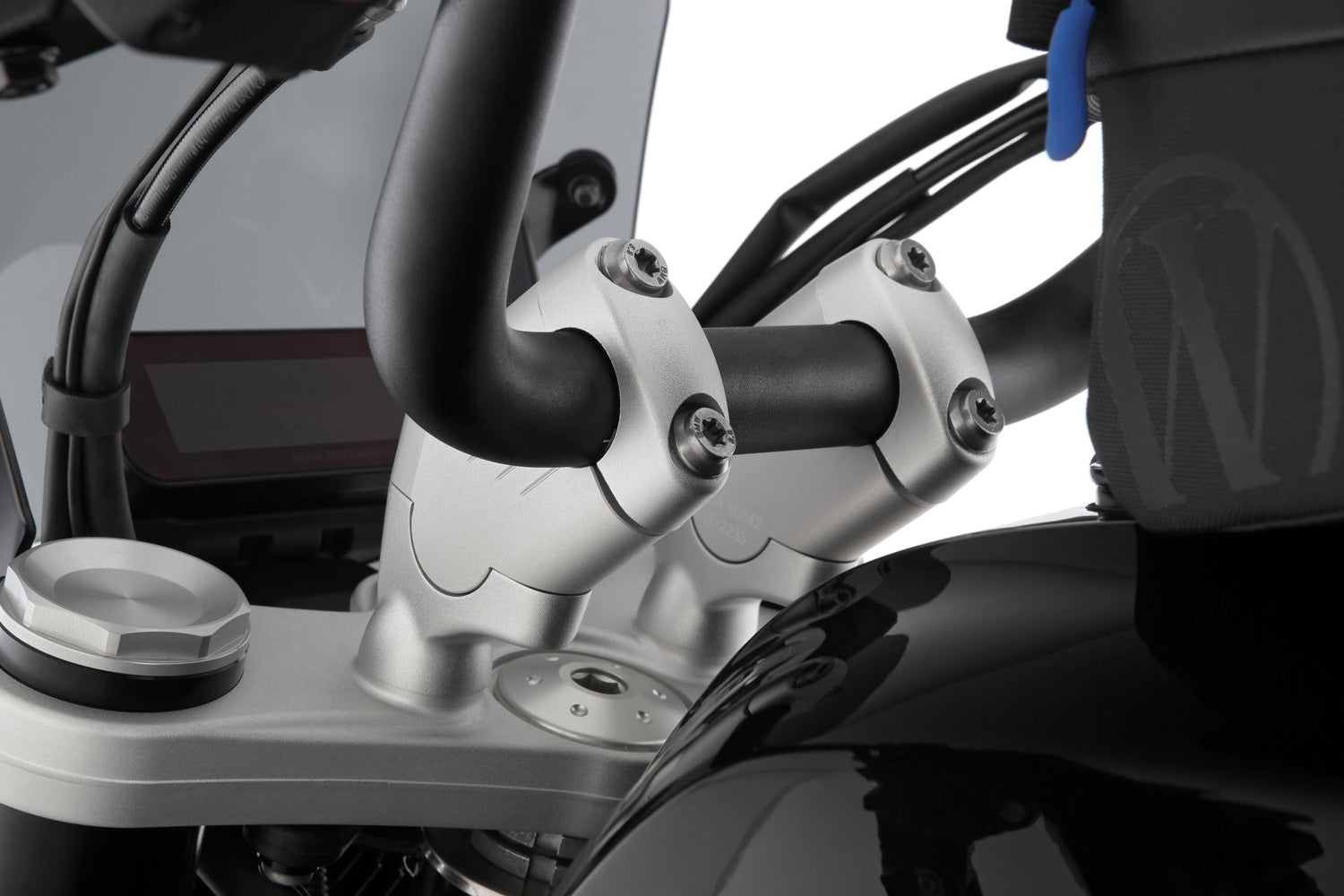 Wunderlich Handlebar Riser Ergo without Original Navigation System 15mm | Silver -   Pyramid Motorcycle Accessories