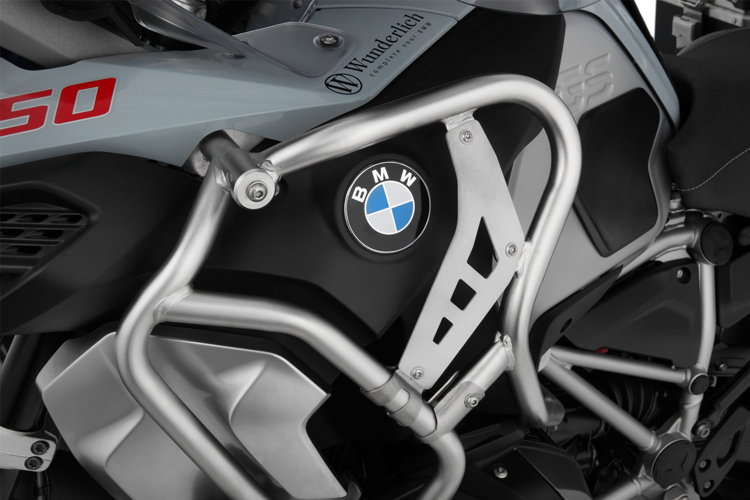 Wunderlich Filler Plates For Tank Protection Bar Extension Set | Silver | BMW R 1250 GS Adventure -   Pyramid Motorcycle Accessories