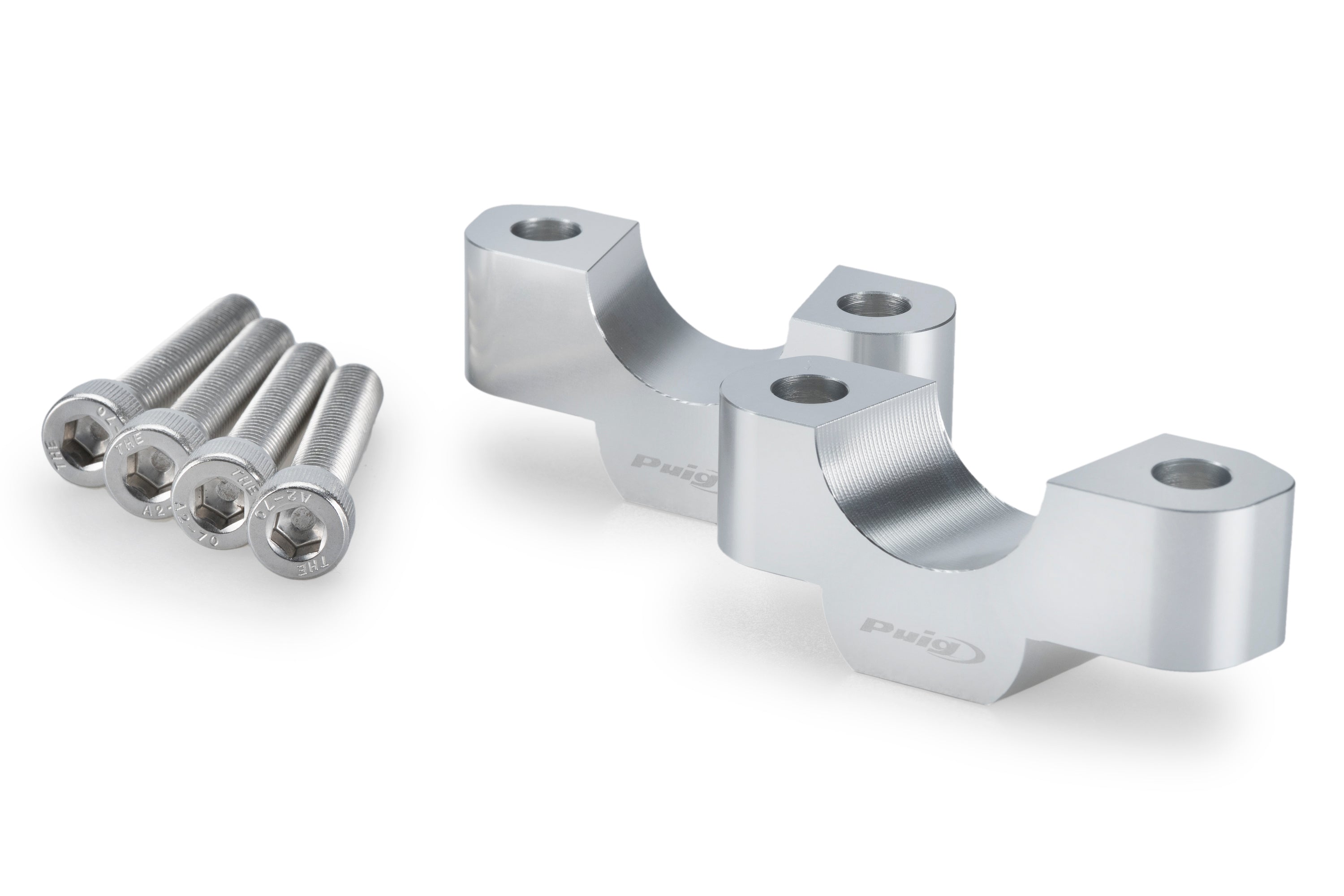 Puig Handlebar Risers - 20mm Rise | Silver | Triumph Tiger Sport 800 2025>Current -   Pyramid Motorcycle Accessories