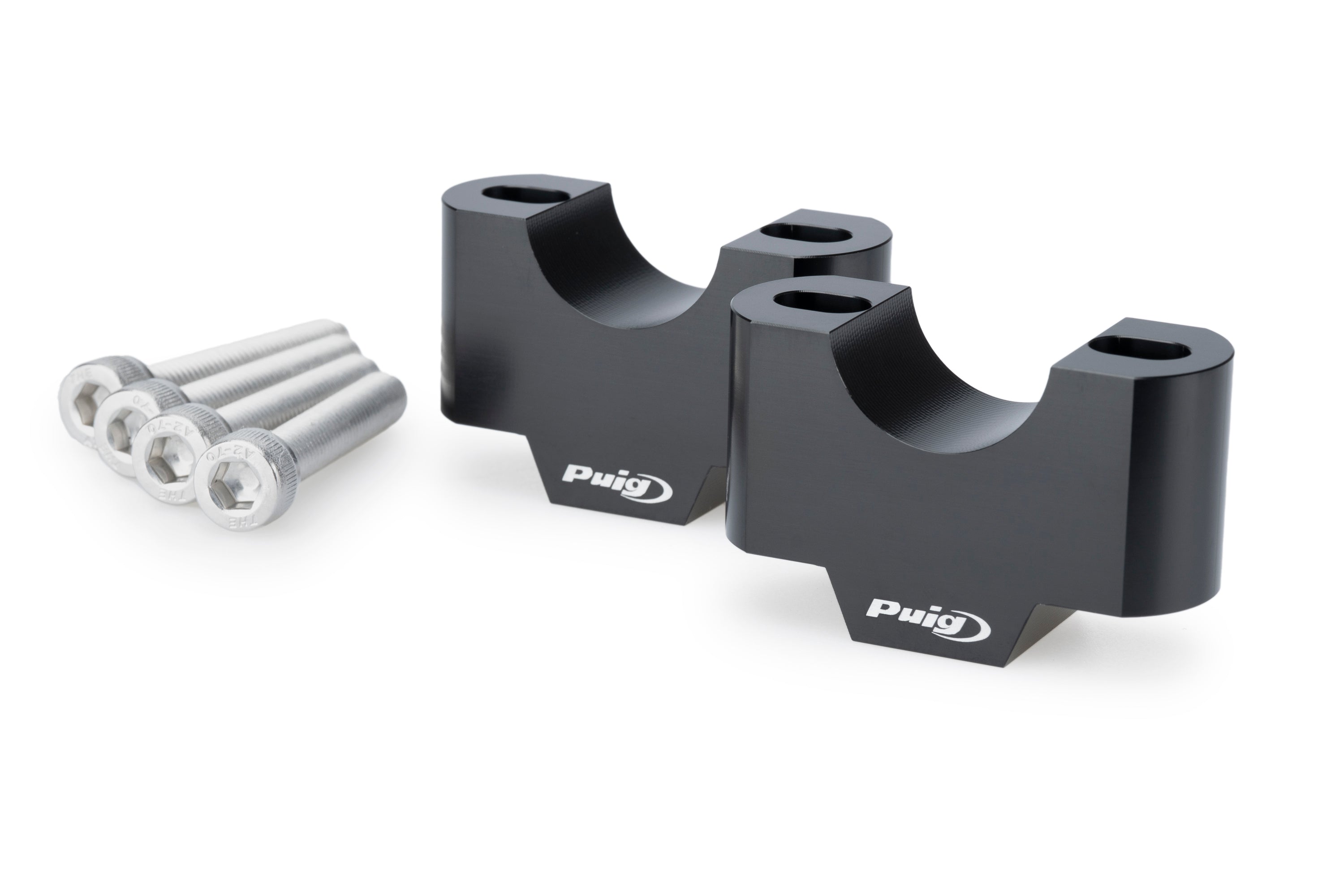 Puig Handlebar Risers - 30mm Rise | Black | Triumph Tiger 900 GT/GT Pro/Rally Pro 2024>Current -   Pyramid Motorcycle Accessories