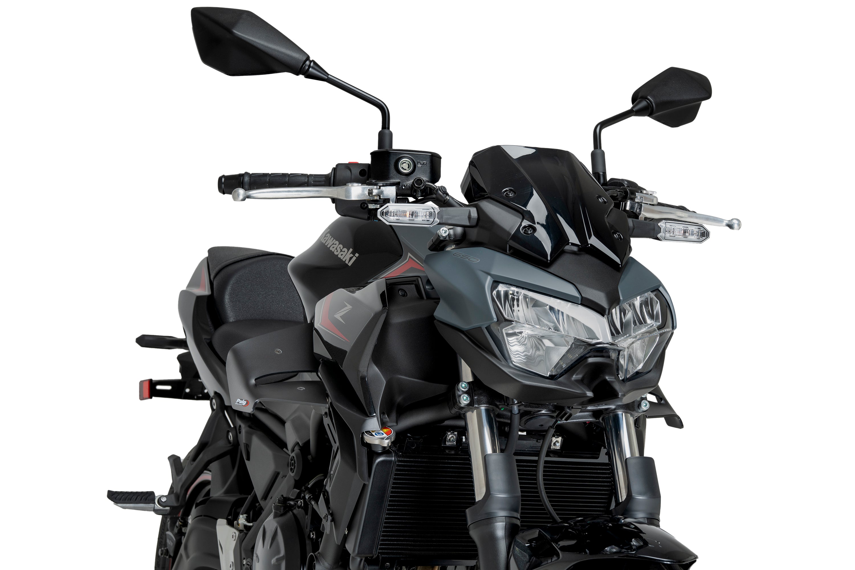 Puig D12 Side Downforce Wings | Matte Black | Kawasaki Z650 2020>Current -   Pyramid Motorcycle Accessories