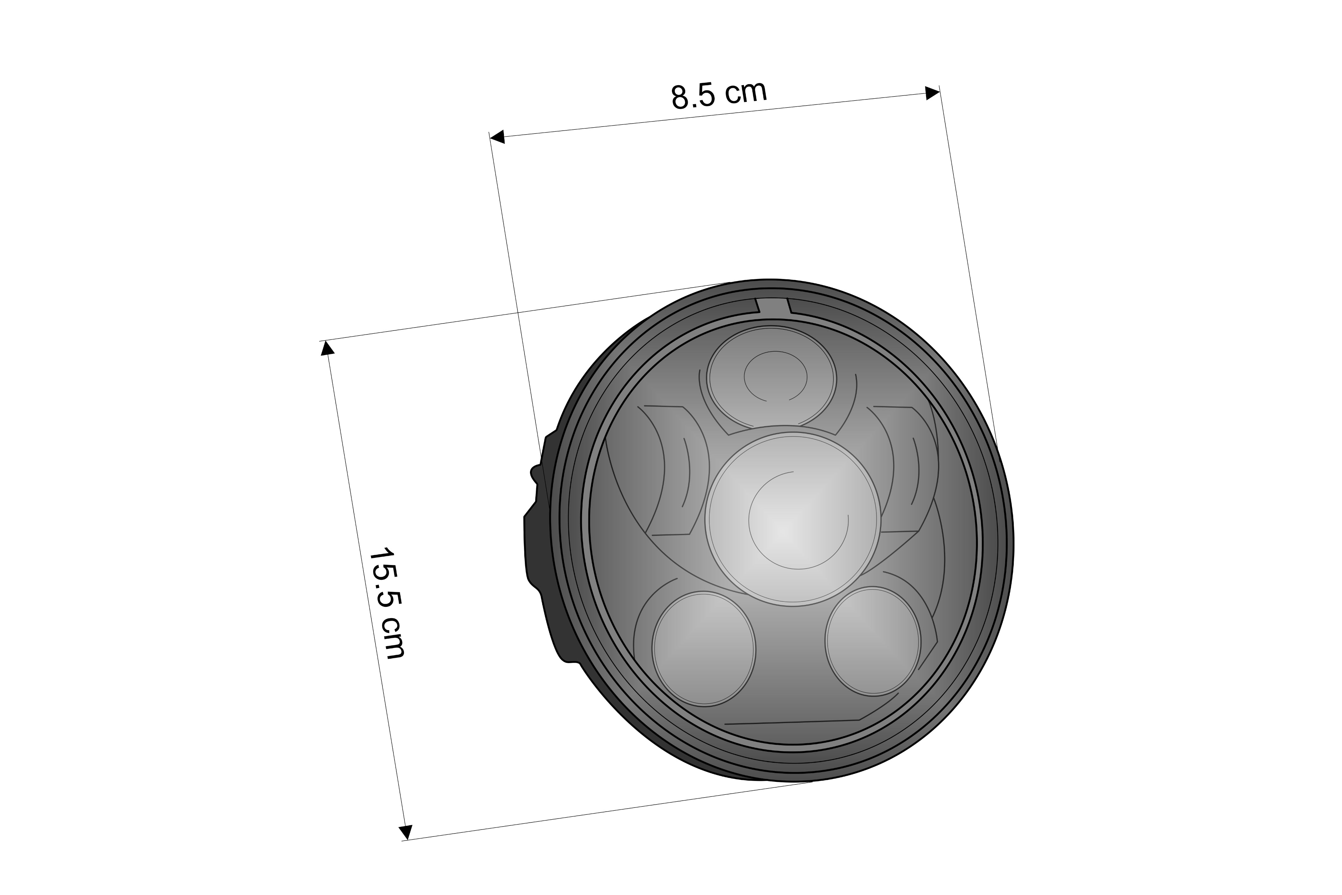 Customacces Ovni II Headlight | Black | Fits Various Harley Davidson Models -   Pyramid Motorcycle Accessories