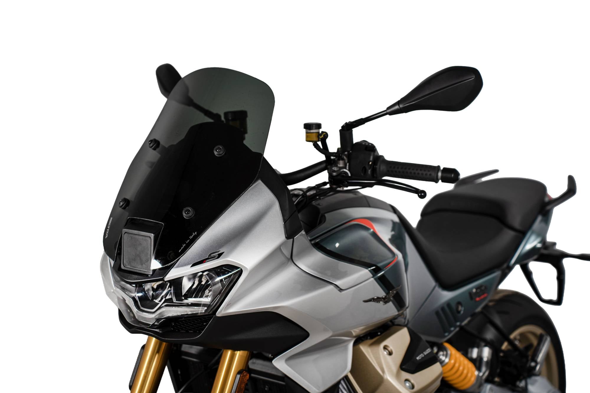Isotta Low Screen | Dark Smoke | Moto Guzzi V100 Mandello S (With Radar) 2023>Current -   Pyramid Motorcycle Accessories